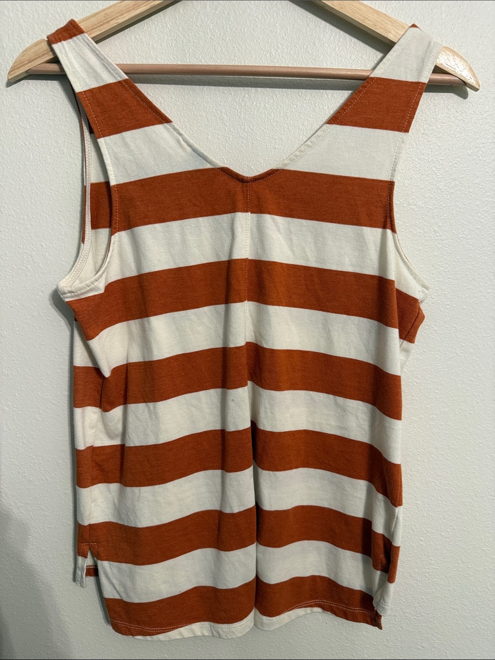 Universal Thread Striped Button-Front Tank — Cream & Rust Orange - Picture 3 of 3